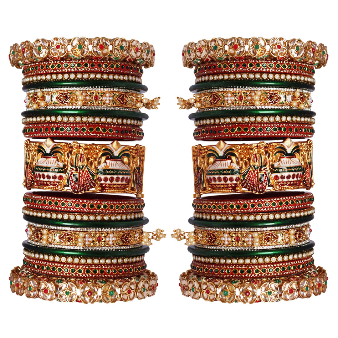 Dulha Dulhan Design Bridal Kada with Meenakari and Rhinestone Work