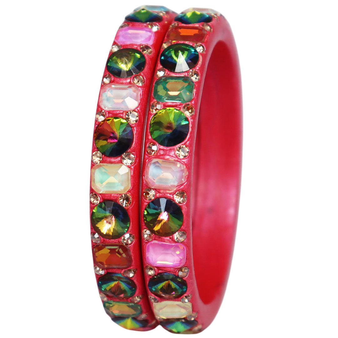 Premium Lac Bangles for Women with Colorful AD Stones | Traditional Indian Ethnic Bangles