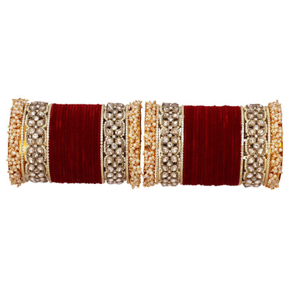 Premium Bridal Metal Bangles – Kundan Stone & Pearl Embellished
