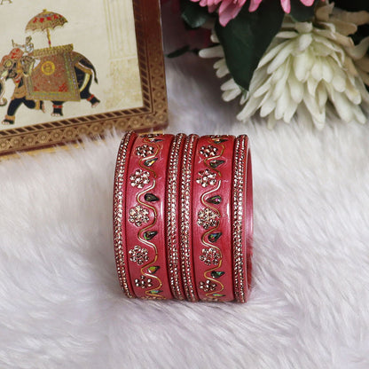 Handmade Traditional Short Lac Bangles Set With Latest Kundan Design