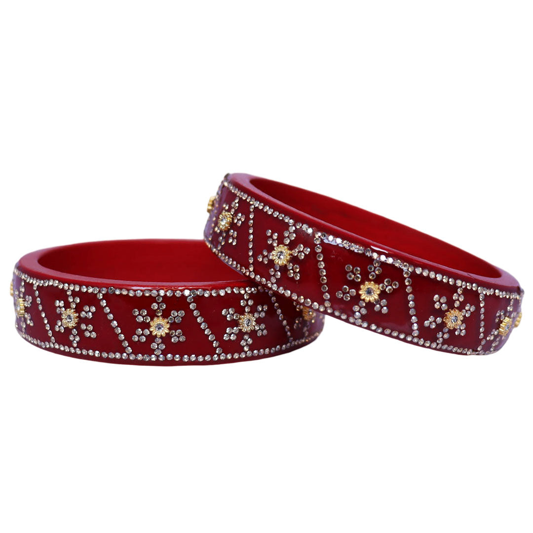Designer Lac Bangles For Girls in Rhinestones Design