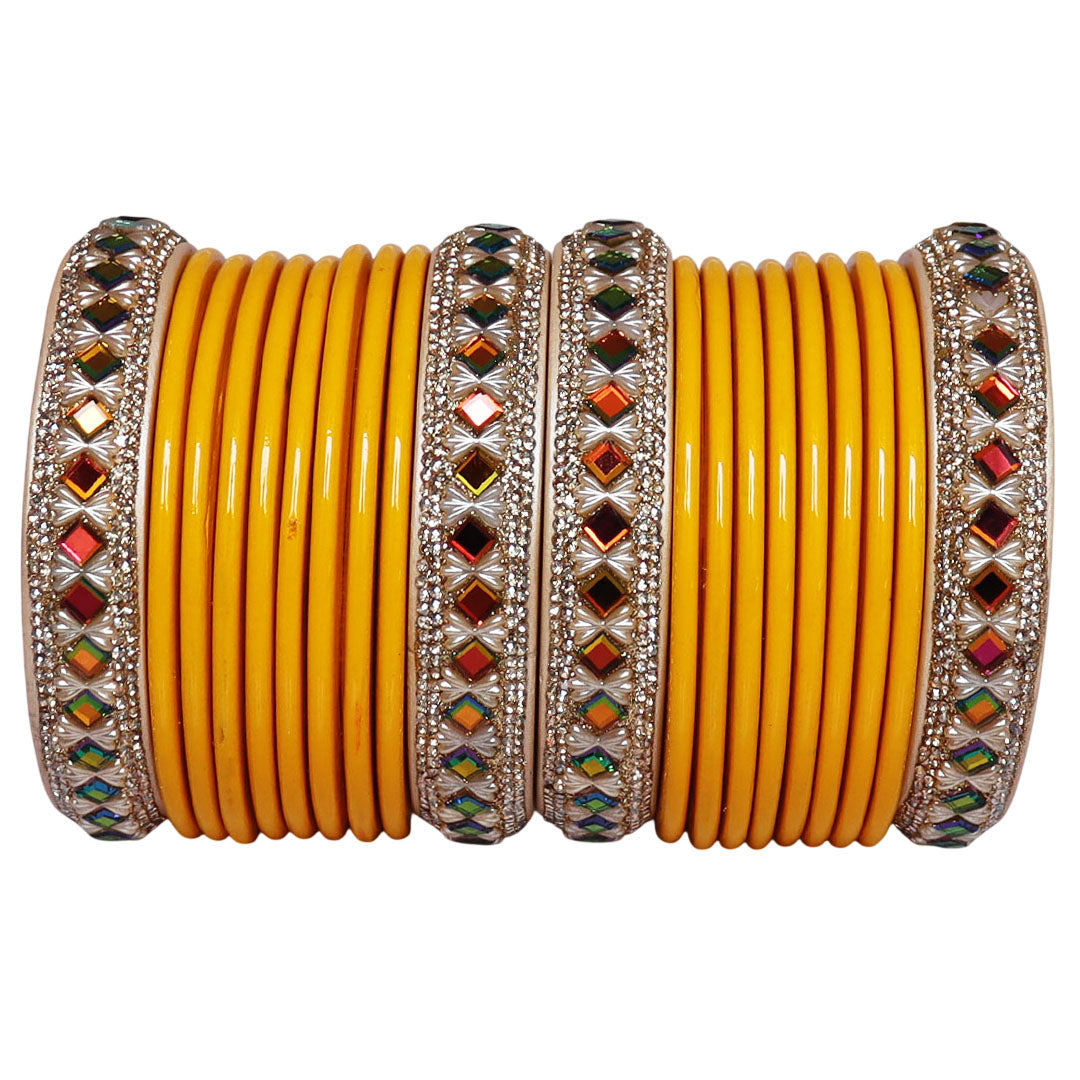 Handcrafted Pure Lac Bangles Set for Women with Designer Artificial Stone By TAJ BRIDAL STORE