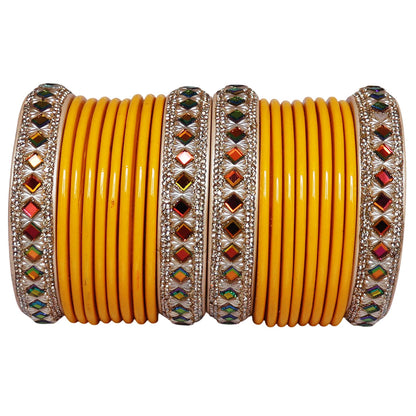 Handcrafted Pure Lac Bangles Set for Women with Designer Artificial Stone By TAJ BRIDAL STORE