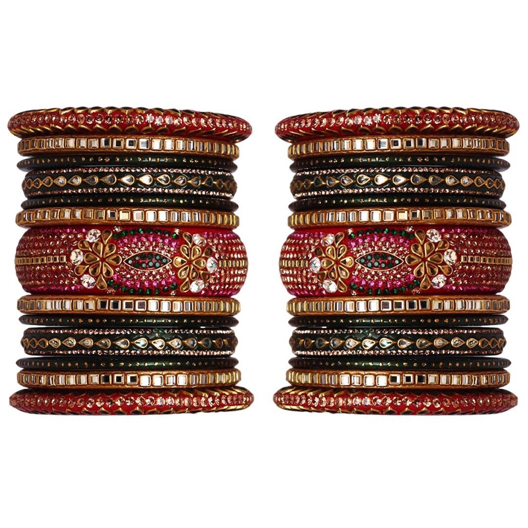 Royal Rajwadi Lac Bangles for Brides with Kundan Embellishments