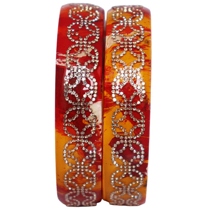 Premium Lac Bangles for Women | Multicolor Marble Finish Rhinestone Traditional Rajasthani Bangles By TAJ BRIDAL STORE