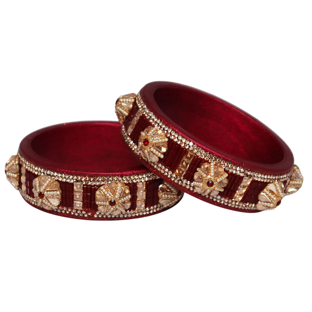 Jaipuri Lac Bangles Kundan Pearl Rhinestone Designer Kada