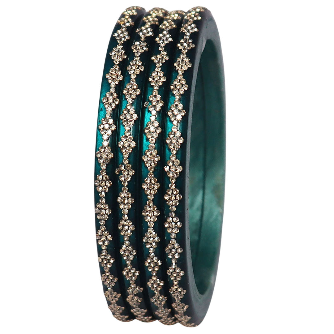 Traditional Rajasthani lac bangles with rhinestone detailing