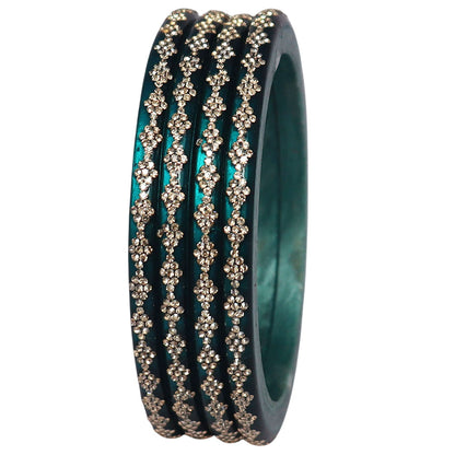 Traditional Rajasthani lac bangles with rhinestone detailing