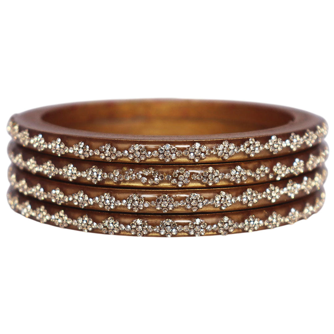 Designer lac bangles with glossy finish and rhinestone work