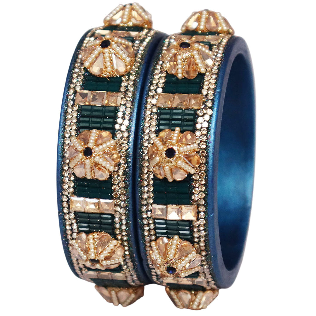 Jaipuri Lac Bangles Kundan Pearl Rhinestone Designer Kada