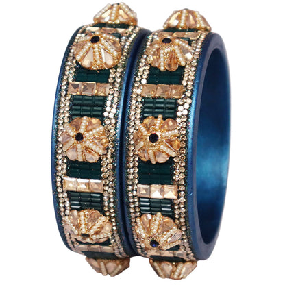Jaipuri Lac Bangles Kundan Pearl Rhinestone Designer Kada