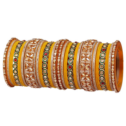 Rajasthani Wedding Chura with Kundan Beads & Velvet Bangles