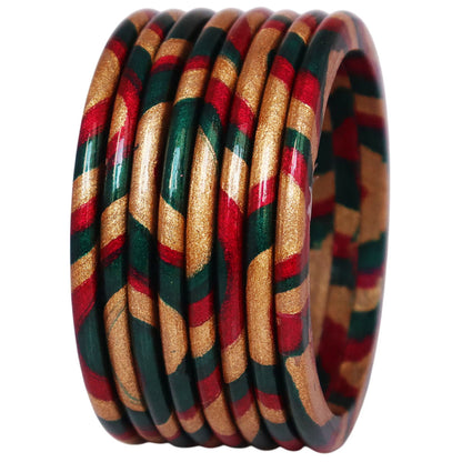 Lac Bangles Set Elegant Lahariya Pattern Bangles