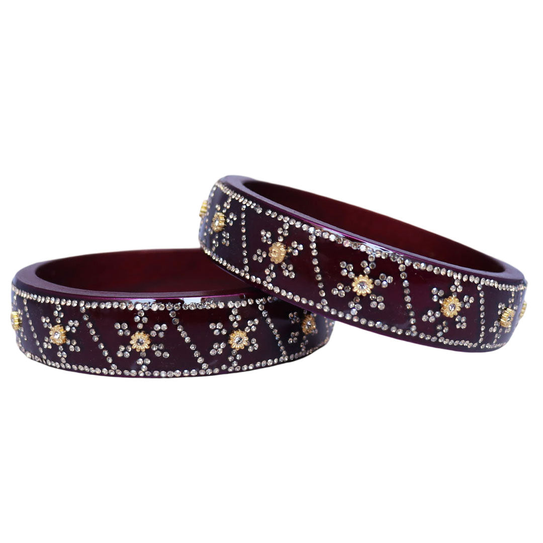 Designer Lac Bangles For Girls in Rhinestones Design