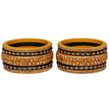 Fancy Jaipuri Lac Short Bangles Set with Kundan & Beads Design