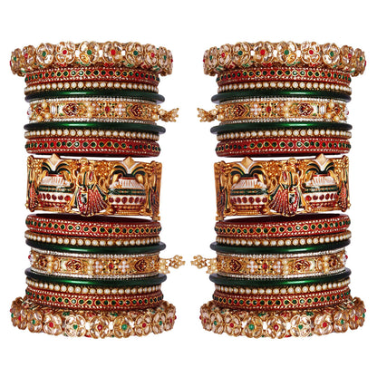 Royal Rajwadi Bridal Bangle Set with Dulha Dulhan Design and Kundan Work
