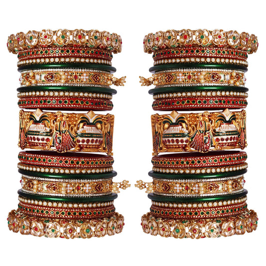 Rajwadi Style Wedding Chura With Dulha Dulhan Design Kada