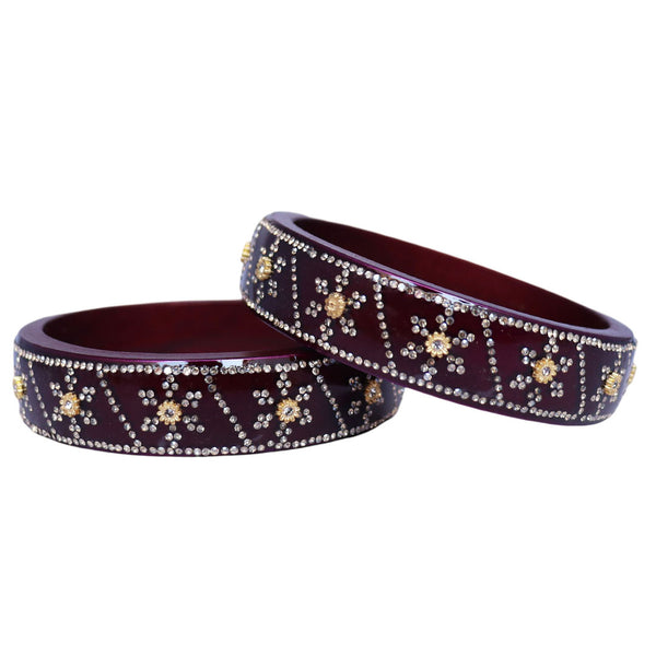 Designer Lac Bangles For Girls in Rhinestones Design