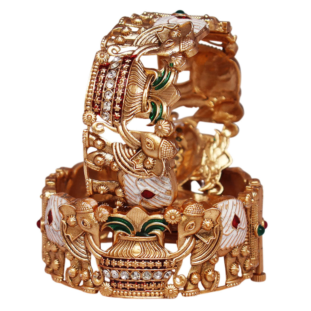 Antique Finish Metal Bracelet with Elephant Artwork