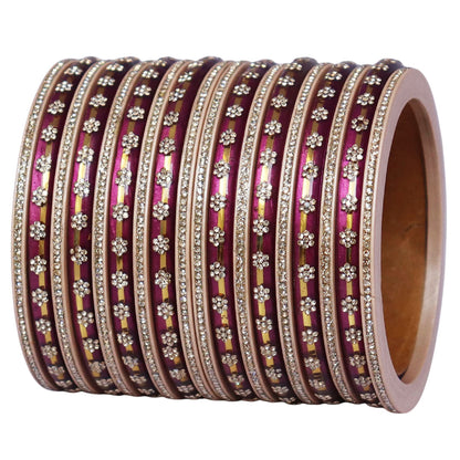 Bridal Rajasthani Lac Bangles Set with Floral Stone Work
