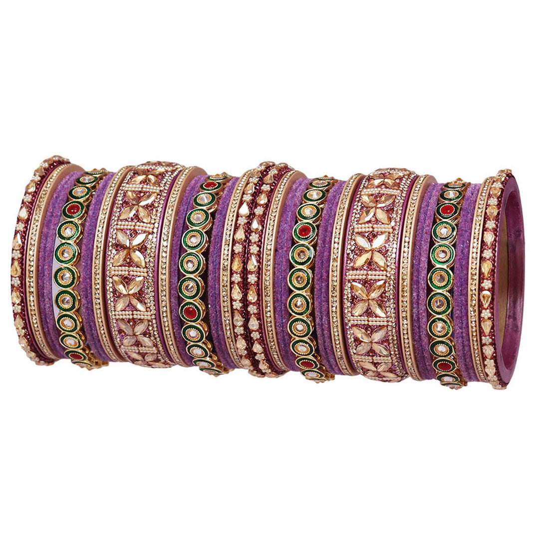 Rajasthani Wedding Chura with Kundan Beads & Velvet Bangles