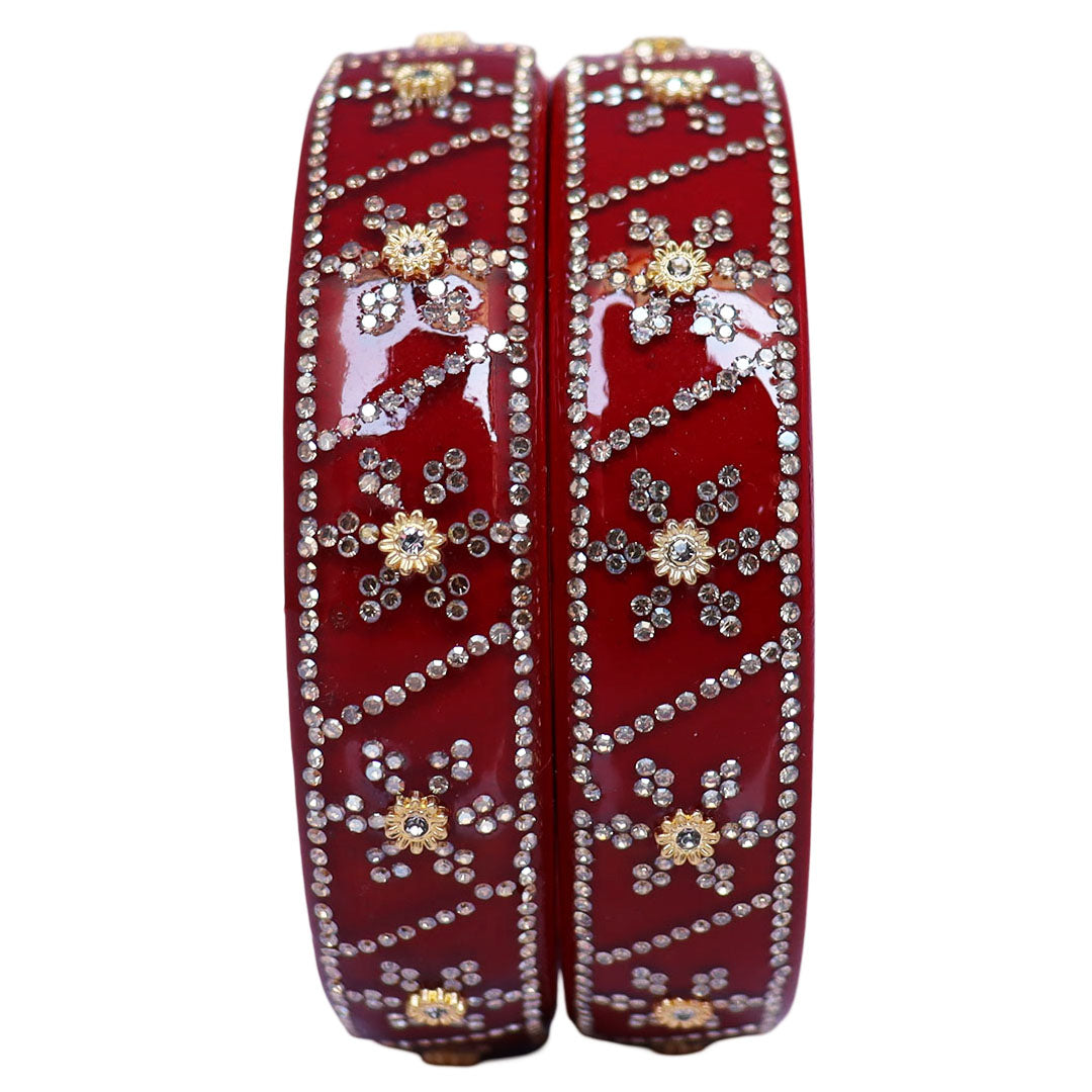 Designer Lac Bangles For Girls in Rhinestones Design