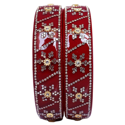 Designer Lac Bangles For Girls in Rhinestones Design