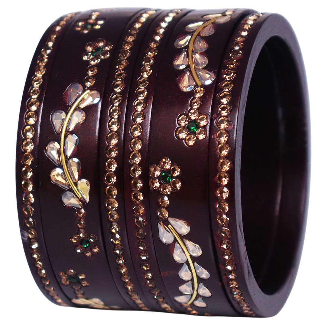 Rajasthani Lac Bangles Kundan & Rhinestone Design Short Set