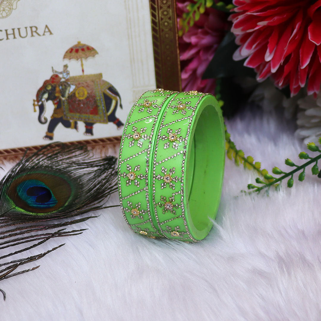 Designer Lac Bangles For Girls in Rhinestones Design
