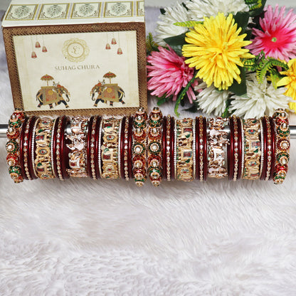 Luxurious Rajwadi Style Bridal Bangles Set With Dulha-Dulhan Design