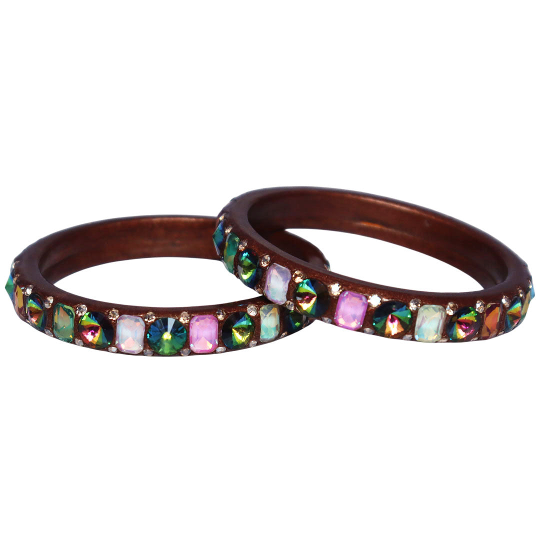 Bridal Traditional Lac Bangles with Multicolor AD Stones | Handmade Rajasthani Bangles