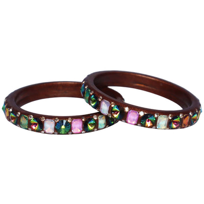 Bridal Traditional Lac Bangles with Multicolor AD Stones | Handmade Rajasthani Bangles