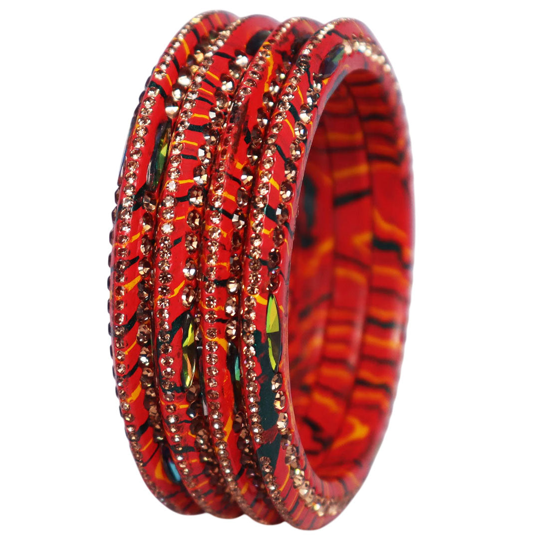 Lehariya Lac Bangles for Women | Traditional Rajasthani Rhinestone Bangles | Glossy Festival & Wedding Bangles By TAJ BRIDAL STORE