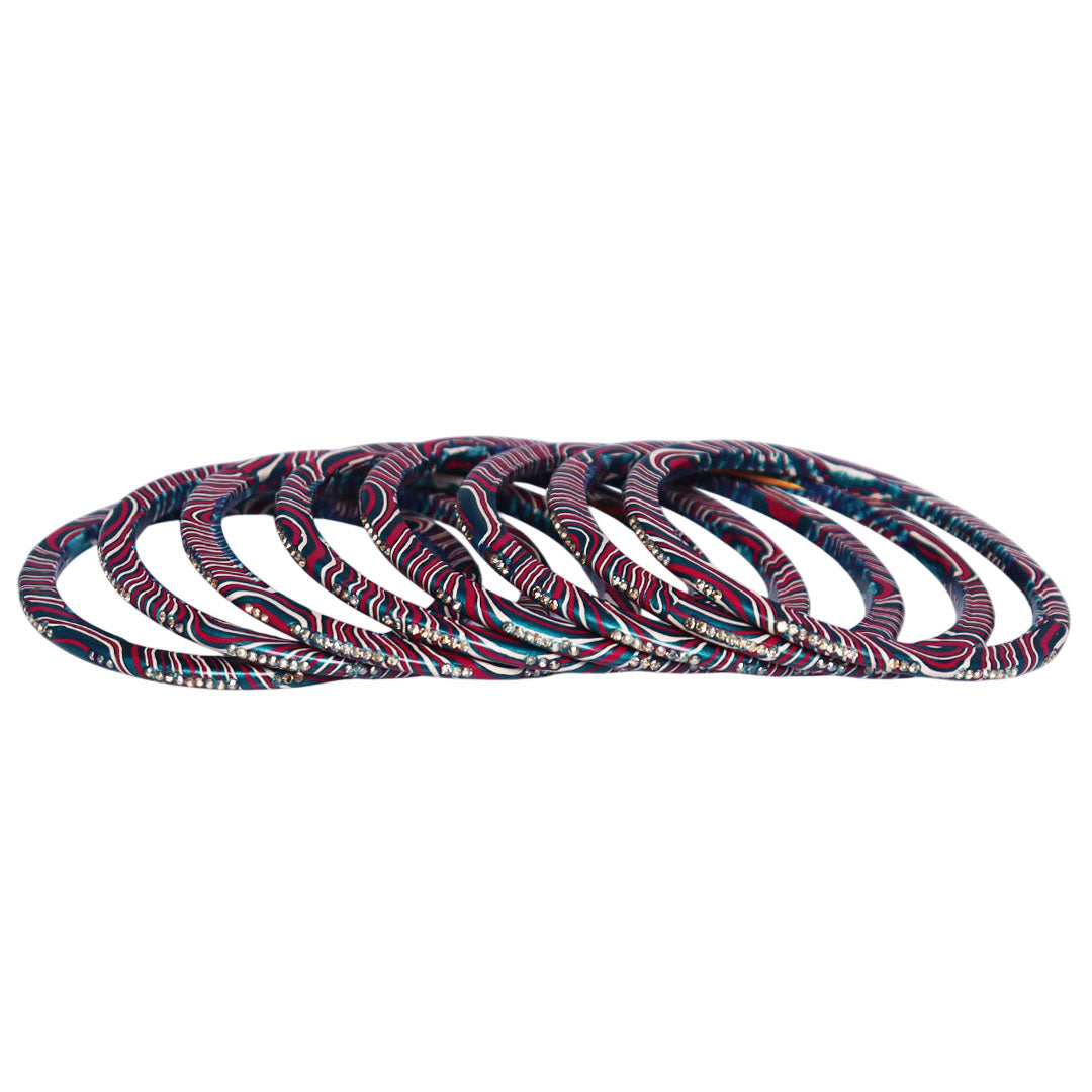 Authentic Handmade Jaipuri Leheriya Lac Bangles with Premium Rhinestone Detailing