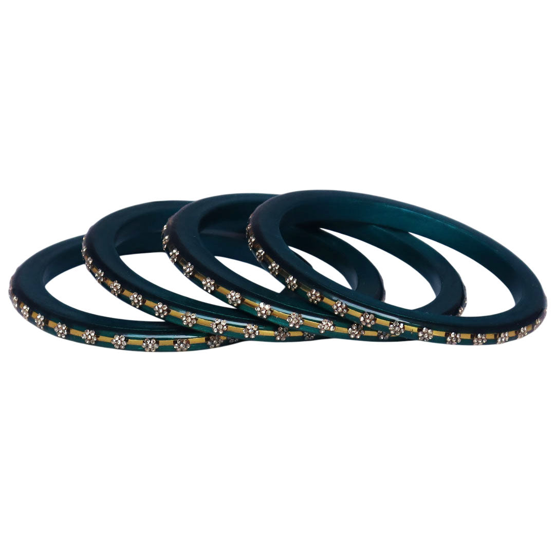 Classic Rajasthani Lac Bangles with Sparkling Flower Stones