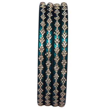 Traditional Rajasthani lac bangles with rhinestone detailing