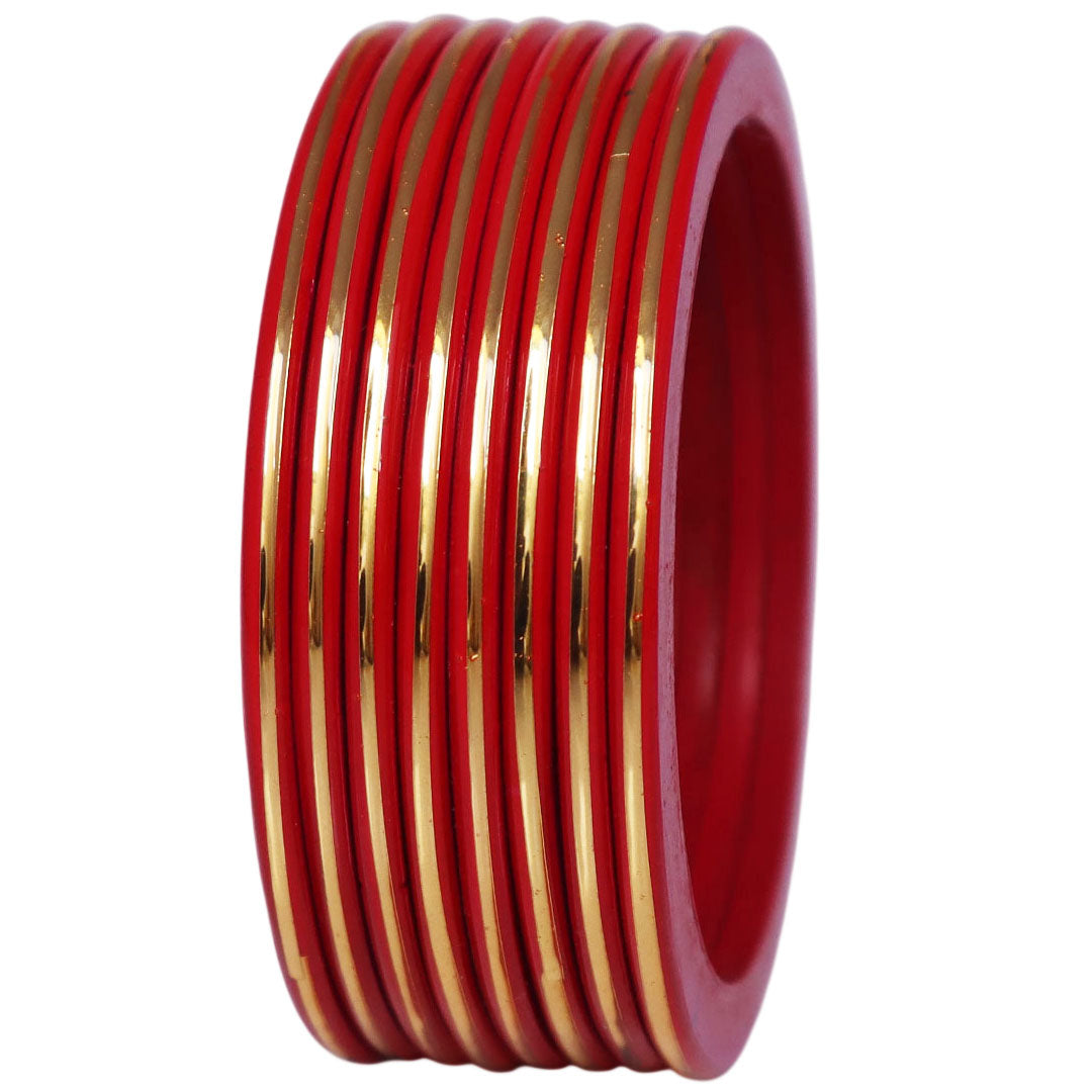 Rajasthani Handmade Lac Bangles with Golden Paat Work by TAJ BRIDAL STORE