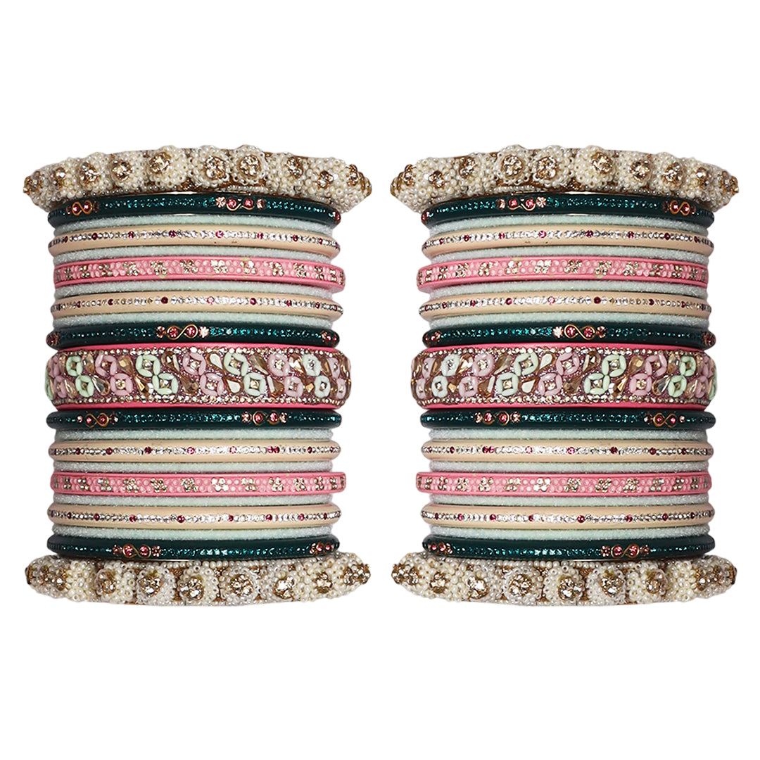 Raksha Bandhan Designer Bangles Set With Latest Kundan-Beads Design