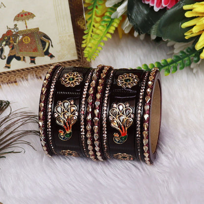 Pure Lac Short Chura Set With Latest Kundan & Peacock Design