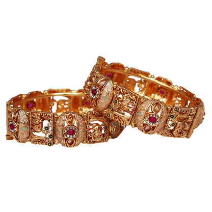 Premium Elephant Design Kundan Bracelet Kada for Women's