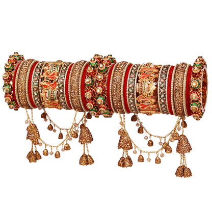 Royal Rajwadi Bridal Bangles with Dulha-Dulhan Kada & Designer Latkan