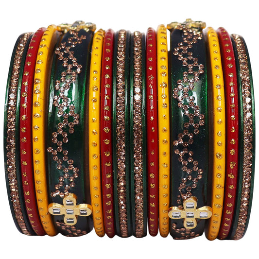 Marwadi Short Lac Chura Set With Beautiful Kundan-Rhinestones Design