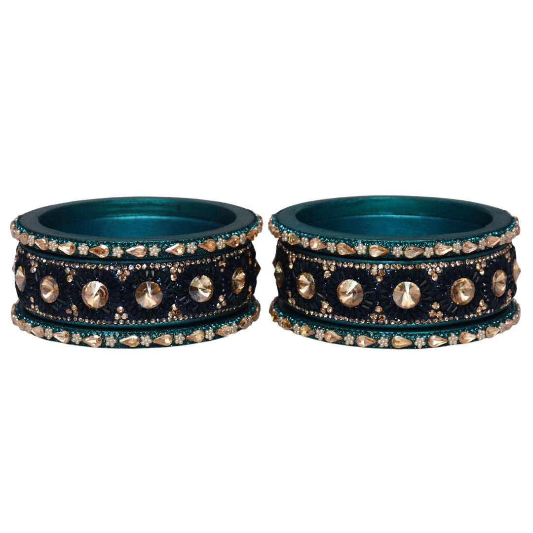 Beautiful Lac Bangles Set with Floral Stone Design for Brides