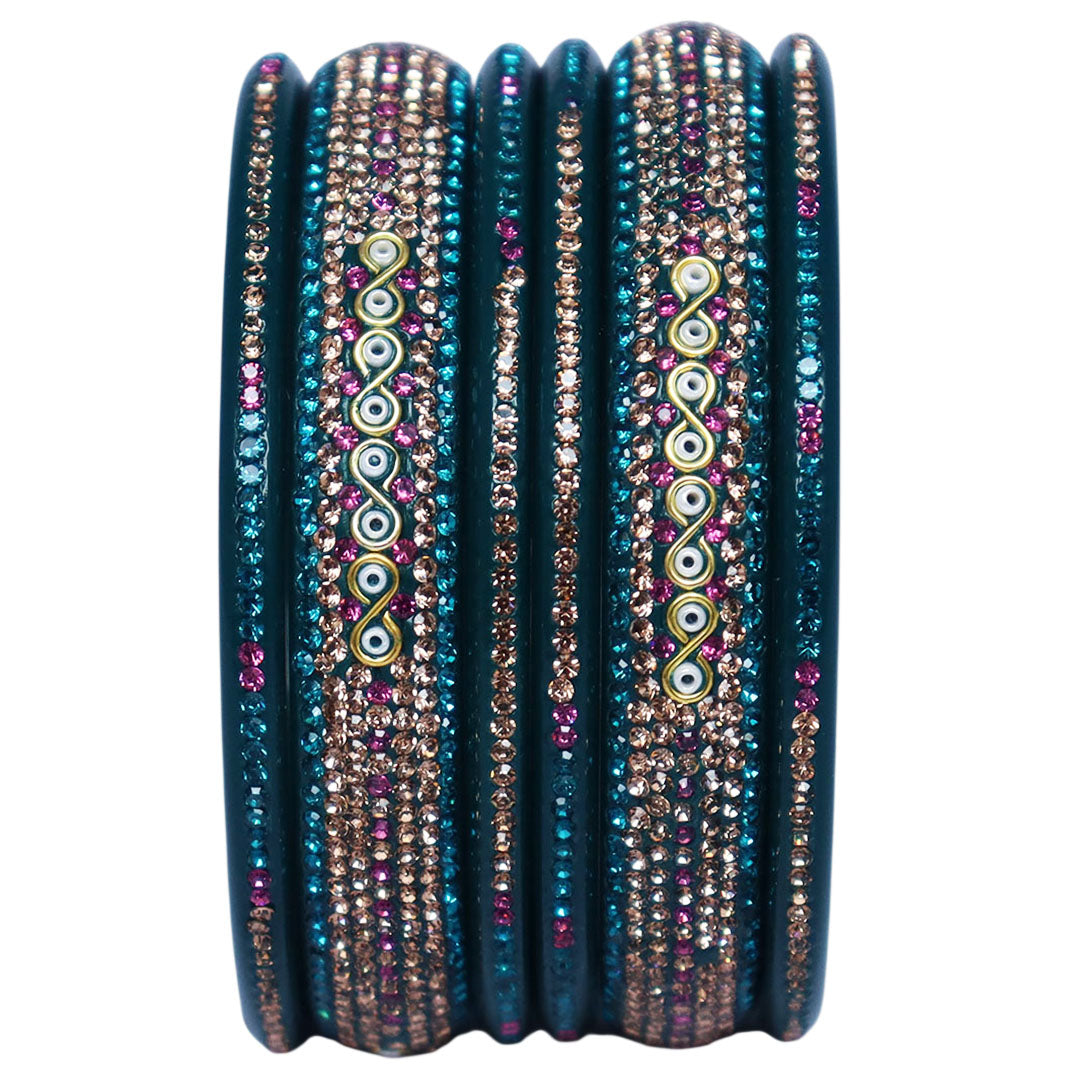 Jaipuri Lac Bangles with Latest Beads & Rhinestone Design