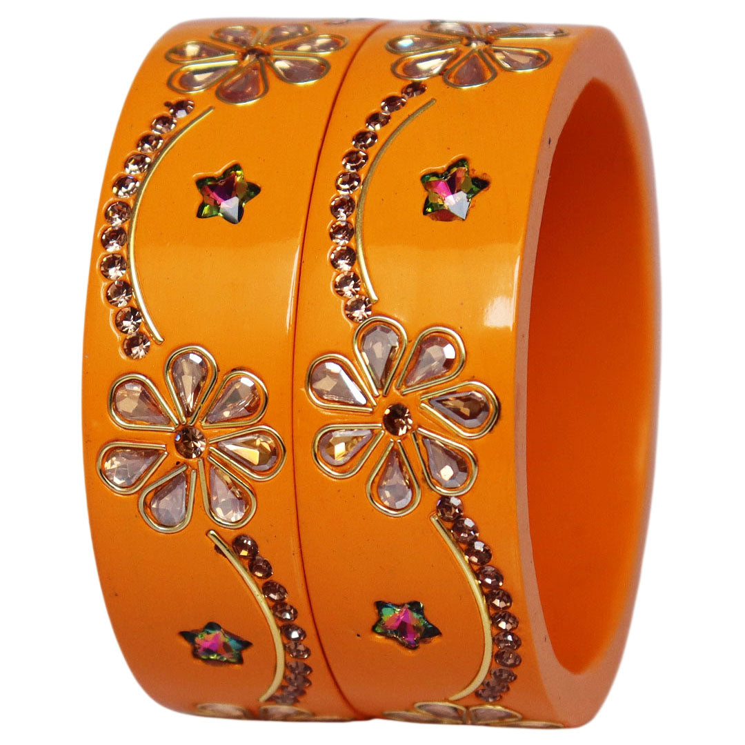 Jaipuri Lac Bangles Kundan Rhinestone Flower Designer Kada