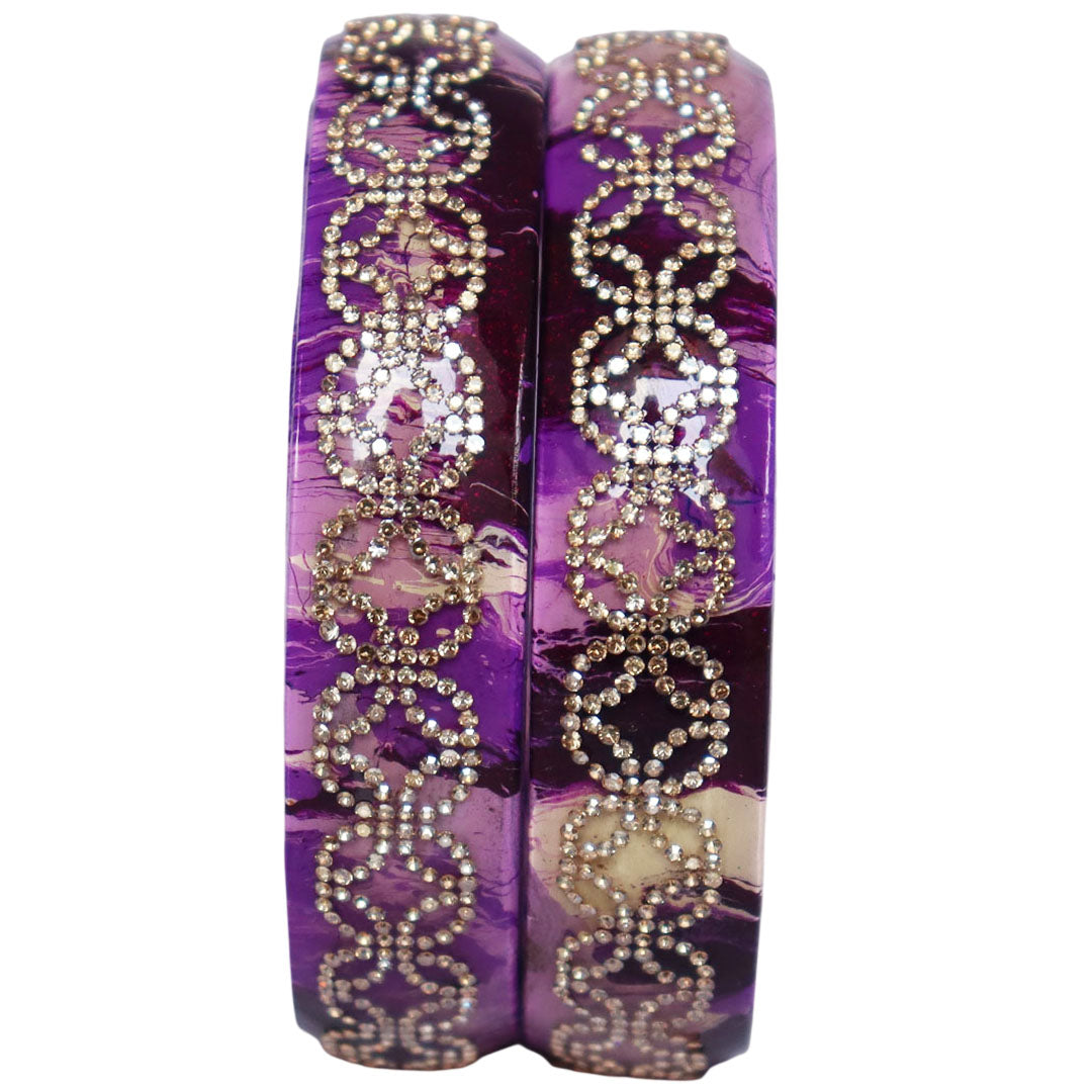 Premium Lac Bangles for Women | Multicolor Marble Finish Rhinestone Traditional Rajasthani Bangles By TAJ BRIDAL STORE