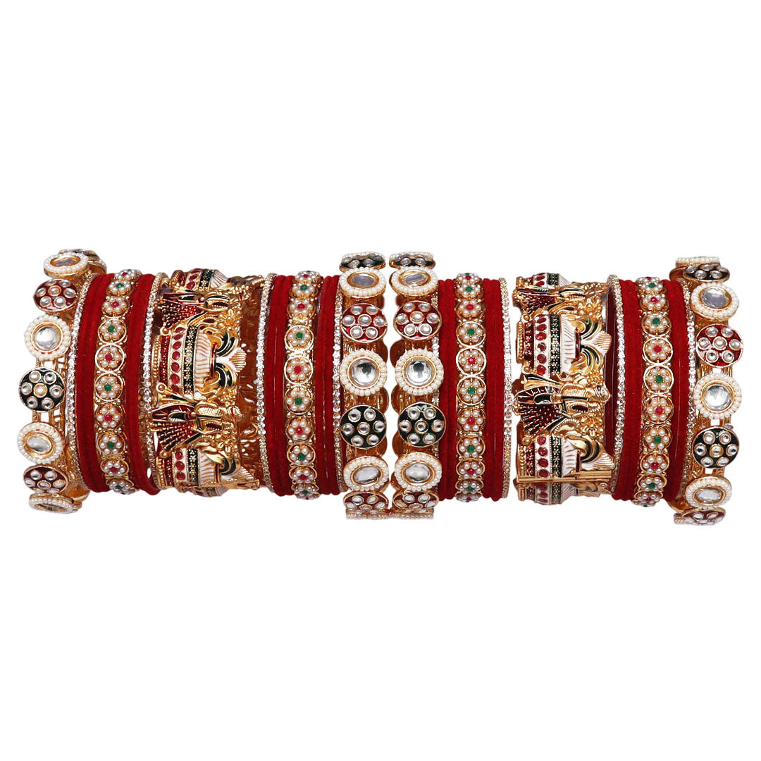 Luxury Rajwadi Wedding Bangles Set With Latest Dulha-Dulhan Motifs