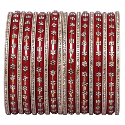 Bridal Rajasthani Lac Bangles Set with Floral Stone Work