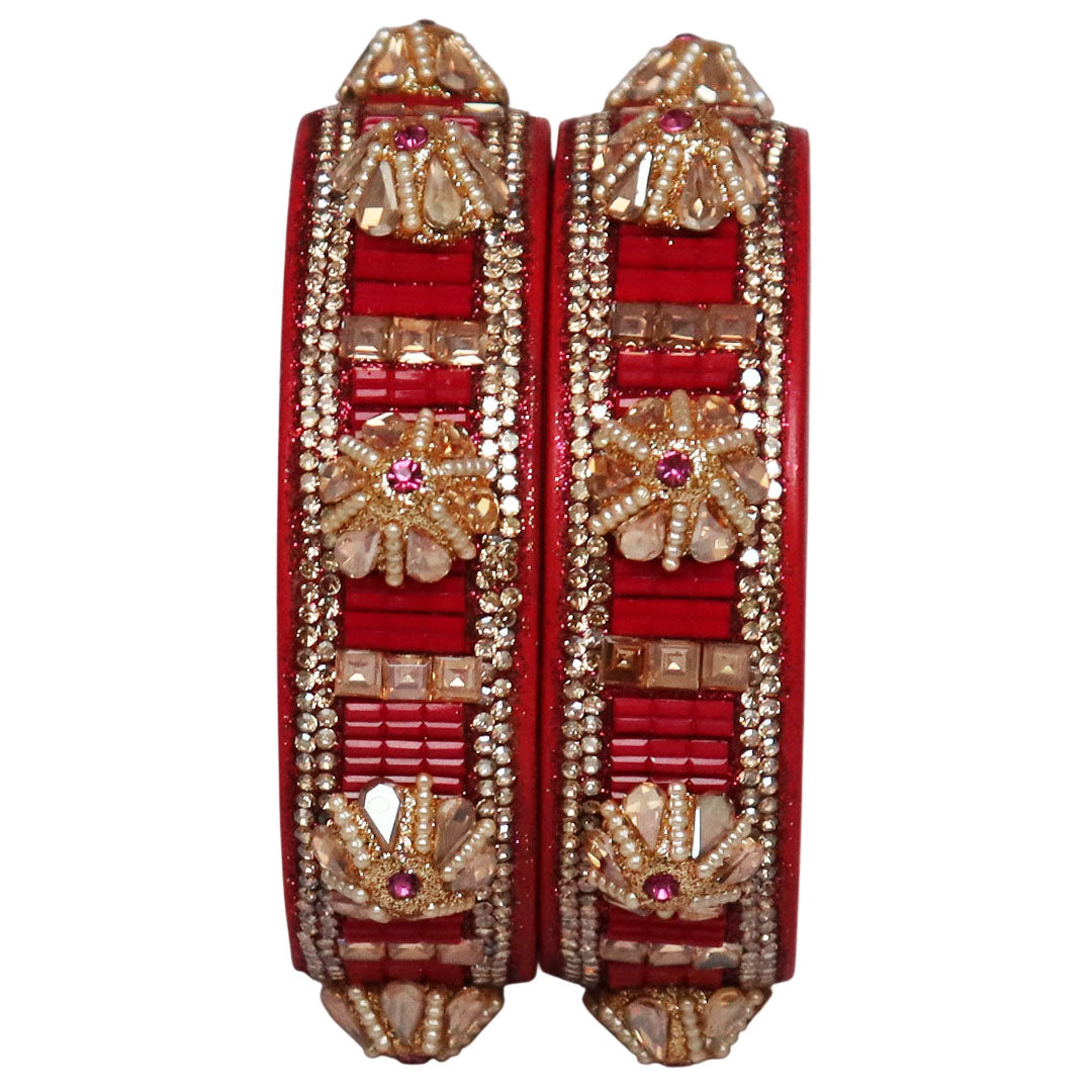 Jaipuri Lac Bangles Kundan Pearl Rhinestone Designer Kada