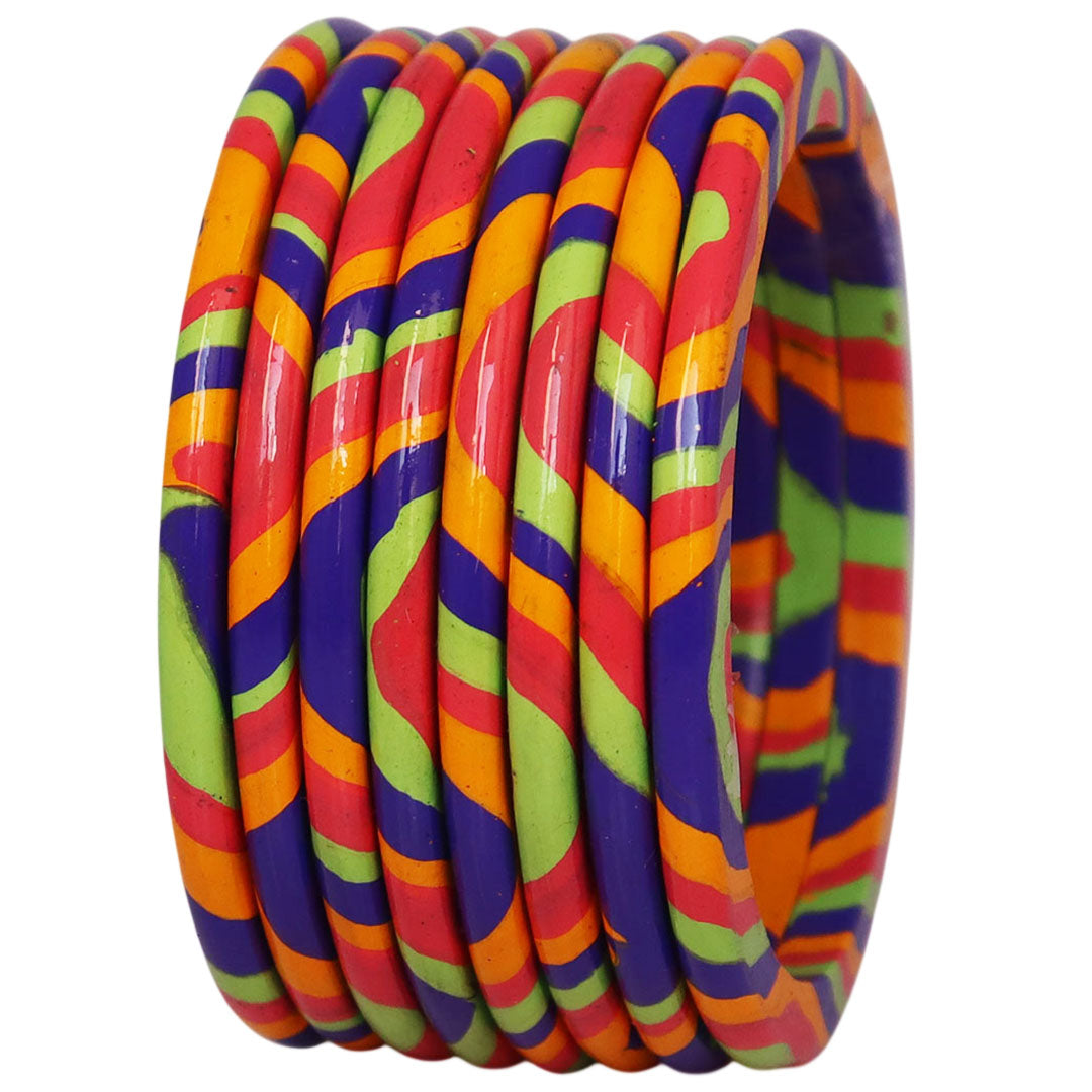 Lac Bangles Set Elegant Lahariya Pattern Bangles